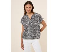 Shirtbluse CECIL, Damen, Gr. XL (44), grau (volcanic grau), Stoff, 100% Viskose, bedruckt, normal normal, Rundhals, Bündchen, Blusen, aus softer Viskose (65276546-XL) volcanic grau