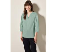 Shirtbluse CECIL, Damen, Gr. XL (44), grün (matcha grün), Web, 100% Baumwolle, unifarben, gerade normal, Rundhals, Bündchen, Blusen, mit Smok-Detail am dem Schultern (53818562-XL) matcha grün