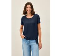 Shirtbluse CECIL, Damen, Gr. XS (36), blau (urban navy blau), Stoff, 100% Viskose, unifarben, normal normal, V-Ausschnitt, abgesteppt, Blusen, Elastiksaum mit Knotendetail (52033119-XS) urban navy bla