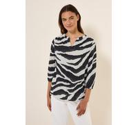 Shirtbluse CECIL, Damen, Gr. XS (36), grau (volcanic grau), Web, 100% Baumwolle, normal normal, Rundhals, Bündchen, Blusen, mit Seitlichen Einschlitzen am Saum (45001761-XS) volcanic grau