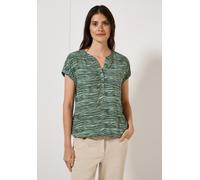 Shirtbluse CECIL, Damen, Gr. XS (36), grün (schwarz balmy khaki), Stoff, 100% Viskose, bedruckt, normal normal, Rundhals, Bündchen, Blusen, aus softer Viskose (64726433-XS) schwarz balmy khaki
