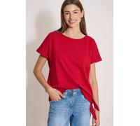 Shirtbluse CECIL, Damen, Gr. XS (36), rot (tamarillo rot), Web, 75% Baumwolle, 25% Modal, unifarben, klassisch normal, Rundhals, normaler Saum, Blusen, mit Knotendetail am Saum (21482566-XS) tamarillo