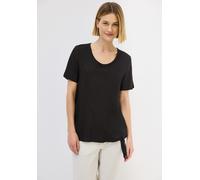 Shirtbluse CECIL, Damen, Gr. XS (36), schwarz, Stoff, 100% Viskose, unifarben, normal normal, V-Ausschnitt, abgesteppt, Blusen, Elastiksaum mit Knotendetail (96916368-XS) schwarz