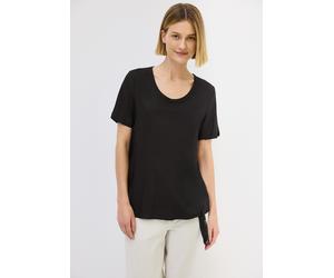 Shirtbluse CECIL, Damen, Gr. XS (36), schwarz, Stoff, 100% Viskose, unifarben, normal normal, V-Ausschnitt, abgesteppt, Blusen, Elastiksaum mit Knotendetail (96916368-XS) schwarz