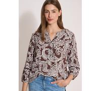 Shirtbluse CECIL, Damen, Gr. XXL (46), braun cacao, Stoff, 100% Viskose, gemustert, klassisch normal, Rundhals, elastischer Bund, Blusen, mit 3/4 Ärmeln (93667432-XXL) braun cacao