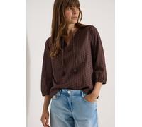 Shirtbluse CECIL, Damen, Gr. XXL (46), braun cacao, Web, 100% Baumwolle, unifarben, normal normal, Rundhals, elastischer Bund, Blusen, aus reiner Baumwolle (65474838-XXL) braun cacao