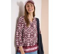 Shirtbluse CECIL, Damen, Gr. XXL (46), bunt (sweet grape rot), Stoff, 100% Viskose, gemustert, klassisch normal, Rundhals, elastischer Bund, Blusen, aus softer Viskose (56754060-XXL) sweet grape rot