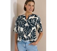 Shirtbluse CECIL, Damen, Gr. XXL (46), palm breeze grün, Web, Obermaterial: 100% Viskose, geblümt, lässig geschnitten hüftbedeckend, Rundhals, abgesteppte Kante, Blusen, Kurzarm Sommerbluse mit Split 