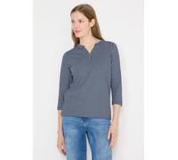 Shirtbluse CECIL, Damen, Gr. XXL (46), sporty denim blau, Web, 67% Baumwolle, 33% Polyester, gestreift, klassisch normal, V-Ausschnitt, Bündchen, Blusen, mit 3/4 Ärmeln (31261245-XXL) sporty denim bla