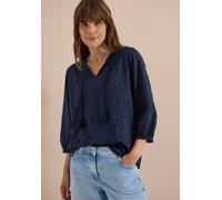 Shirtbluse CECIL, Damen, Gr. XXL (46), universal blau, Web, 100% Baumwolle, unifarben, klassisch normal, Rundhals, elastischer Bund, Blusen, mit 3/4 Ärmeln (81080427-XXL) universal blau