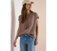 Shirtbluse CECIL, Damen, Gr. XXL (46), urban taupe, Web, 100% Baumwolle, unifarben, klassisch normal, Rundhals, abgesteppt, Blusen, mit geschlitztem Rundhalsausschnitt (46618533-XXL) urban taupe