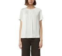 Comma Bluse Satinierte Kurzarmbluse – Relaxed Fit, Raffung am Ausschnitt, gelegte Falten – Weiß 40