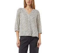 Shirtbluse COMMA, Damen, Gr. 40, schwarz-weiß (weiß beige), Web, Obermaterial: 100% Polyester, bedruckt, lässig geschnitten hüftbedeckend, V-Ausschnitt, Blusen, 3/4-Arm Tunika mit grafischem Muster (8