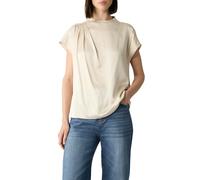 Shirtbluse COMMA, Damen, Gr. 42, almond stone, Web, Obermaterial: 54% Polyester, 46% Viskose, loose fit hüftbedeckend, Rundhals, Blusen, mit Falten-Detail (75539824-42) almond stone
