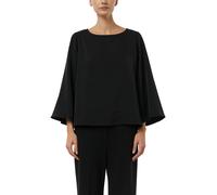 Shirtbluse COMMA, Damen, Gr. 42, schwarz, Web, Obermaterial: 100% Baumwolle, unifarben, weit hüftlang, Rundhals, Blusen Shirtbluse, 3/4-Arm mit weiten Ärmeln (39160659-42)