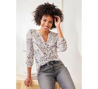 Shirtbluse HEINE, Damen, Gr. 48, rosa (elfenbein, altrosa, bedruckt), 95% Viskose, 5% Elasthan, animal-print, bedruckt, gemustert, Rundhals, Blusen (91903448-48) elfenbein, altrosa, bedruckt