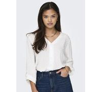 Shirtbluse JDY "JDYDIANA LIFE 7/8 DOBBY SHIRT WVN NOOS", Damen, Gr. XS, weiß (cloud dancer), Web, Obermaterial: 100% Viskose, regular fit, V-Ausschnitt, Blusen (23673158-XS) cloud dancer
