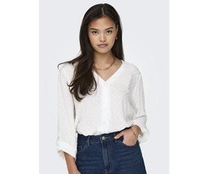 Shirtbluse JDY "JDYDIANA LIFE 7/8 DOBBY SHIRT WVN NOOS", Damen, Gr. XS, weiß (cloud dancer), Web, Obermaterial: 100% Viskose, regular fit, V-Ausschnitt, Blusen (23673158-XS) cloud dancer