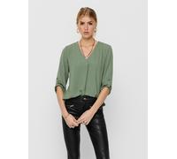 Shirtbluse JDY "JDYDIVYA LIFE 3/4 TOP WVN NOOS", Damen, Gr. 38 (M), blau (sea spray), Web, Obermaterial: 100% Polyester, unifarben, loose fit taillenbedeckt, V-Ausschnitt, Blusen (58807058-38) sea spr