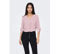 Shirtbluse JDY "JDYDIVYA LIFE 3/4 TOP WVN NOOS", Damen, Gr. 38, rosa (bleached mauve), Web, Obermaterial: 100% Polyester, unifarben, loose fit taillenbedeckt, V-Ausschnitt, Blusen (35992333-38) bleach