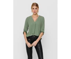 Shirtbluse JDY "JDYDIVYA LIFE 3/4 TOP WVN NOOS", Damen, Gr. 42 (XL), blau (sea spray), Web, Obermaterial: 100% Polyester, unifarben, loose fit taillenbedeckt, V-Ausschnitt, Blusen (58807058-42) sea sp