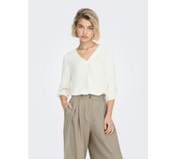 Shirtbluse JDY "JDYDIVYA LIFE 3/4 TOP WVN NOOS", Damen, Gr. 42 (XL), weiß (cloud dancer), Web, Obermaterial: 100% Polyester, unifarben, loose fit taillenbedeckt, V-Ausschnitt, Blusen Shirtbluse (70665