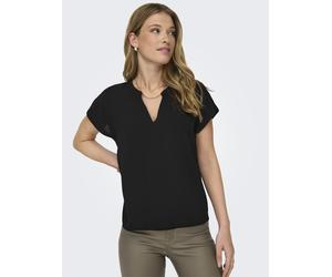 Shirtbluse JDY "JDYLION S/S TOP WVN NOOS", Damen, Gr. 38 (M), schwarz, Web, Obermaterial: 100% Polyester, unifarben, regular fit normal, V-Ausschnitt, Blusen Shirtbluse (40245464-38)