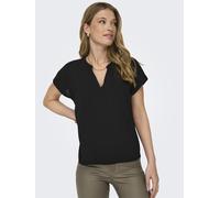 Shirtbluse JDY "JDYLION S/S TOP WVN NOOS", Damen, Gr. 42 (XL), schwarz, Web, Obermaterial: 100% Polyester, unifarben, regular fit normal, V-Ausschnitt, Blusen Shirtbluse (40245464-42)