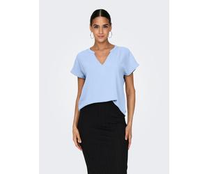 Shirtbluse JDY "JDYLION S/S TOP WVN NOOS", Damen, Gr. 44, powder blau, Web, Obermaterial: 100% Polyester, unifarben, regular fit normal, V-Ausschnitt, Blusen (81172738-44) powder blau