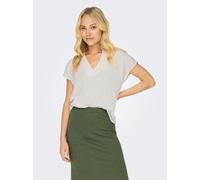Shirtbluse JDY "JDYTHEIS LION LIFE S/S TOP WVN", Damen, Gr. S, cloud dancer, Web, Obermaterial: 100% Baumwolle, unifarben, regular fit hüftlang, V-Ausschnitt, Blusen Shirtbluse, weiche Musselin Baumwo