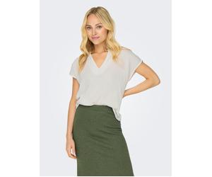 Shirtbluse JDY "JDYTHEIS LION LIFE S/S TOP WVN", Damen, Gr. XS, cloud dancer, Web, Obermaterial: 100% Baumwolle, unifarben, regular fit hüftlang, V-Ausschnitt, Blusen, weiche Musselin Baumwolle (61992