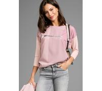 Shirtbluse LAURA SCOTT, Damen, Gr. 36, rosa (rose), Web, Obermaterial: 100% Polyester. Rückenteil: 95% Viskose, 5% Elasthan, colorblocking, leicht glänzend, mehrfarbig, metallic, lässig geschnitten hü