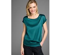 Shirtbluse LAURA SCOTT, Damen, Gr. 40, petrol, Web, Obermaterial: 100% Polyester. Rückenteil: 95% Viskose, 5% Elasthan, leicht glänzend, unifarben, lässig geschnitten hüftlang, Rundhals, angeschnitten