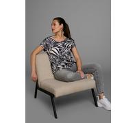 Shirtbluse LAURA SCOTT, Damen, Gr. 40, weiß, navy, animal, Web, Obermaterial: 100% Polyester. Rückenteil: 95% Viskose, 5% Elasthan, bedruckt, figurumspielend hüftlang, V-Ausschnitt, Blusen, in Shirt-O