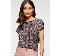 Shirtbluse LAURA SCOTT, Damen, Gr. 44, bunt (schwarz, rosa, gemustert), Single Jersey, Obermaterial: 100% Polyester. Rückenteil: 95% Viskose, 5% Elasthan, bedruckt, gemustert, figurumspielend hüftbede