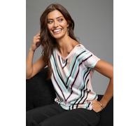 Shirtbluse LAURA SCOTT, Damen, Gr. 46, bunt (rosa, mint, gemustert), Single Jersey, Obermaterial: 100% Polyester. Rückenteil: 95% Viskose, 5% Elasthan, figurumspielend hüftbedeckend, Rundhals, angesch