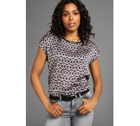 Shirtbluse LAURA SCOTT, Damen, Gr. 46, bunt (schwarz, rosa, gemustert), Single Jersey, Obermaterial: 100% Polyester. Rückenteil: 95% Viskose, 5% Elasthan, bedruckt, gemustert, figurumspielend hüftbede