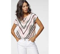 Shirtbluse LAURA SCOTT, Damen, Gr. 36, bunt (rosa, mint, gemustert), Single Jersey, Obermaterial: 100% Polyester. Rückenteil: 95% Viskose, 5% Elasthan, figurumspielend hüftbedeckend, Rundhals, angesch