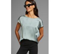 Shirtbluse LAURA SCOTT "mit Satin-Vorderteil und hochflexiblen Jersey-Rücken", Damen, Gr. 44, grau (graugrün), Web, Obermaterial: 100% Polyester. Rückenteil: 95% Viskose, 5% Elasthan, leicht glänzend,