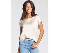 Shirtbluse LAURA SCOTT "mit Satin-Vorderteil und hochflexiblen Jersey-Rücken", Damen, Gr. 48, beige (creme), Web, Obermaterial: 100% Polyester. Rückenteil: 95% Viskose, 5% Elasthan, leicht glänzend, u