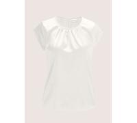 Shirtbluse MADELEINE "Blusenshirt Elegante Satinbluse in A-Linie", Damen, Gr. 48, weiß (wollweiß), Obermaterial: 100% Polyester PES., Modern, normal, Blusen (98587416-48) wollweiß