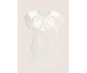 Shirtbluse MADELEINE "Blusenshirt Elegante Satinbluse in A-Linie", Damen, Gr. 48, weiß (wollweiß), Obermaterial: 100% Polyester PES., Modern, normal, Blusen (98587416-48) wollweiß