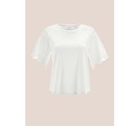 Shirtbluse MADELEINE "Blusenshirt Kurzes Blusen-Shirt im Material-Mix", Damen, Gr. 40, weiß, Obermaterial: 95% Baumwolle CO. 5% Elasthan EL., Blusen (97821815-40) weiß