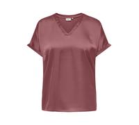 Shirtbluse ONLY CARMAKOMA "CARBRYNJA LIFE S/S IN-ONE TOP WVN", Damen, Gr. 46, rose braun, Web, Obermaterial: 95% Polyester, 5% Elasthan, unifarben, regular fit normal, V-Ausschnitt, Blusen, in glänzen