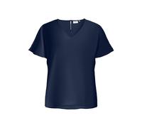 Shirtbluse ONLY CARMAKOMA "CARMETTA LIFE V-NECK SS TOP WVN NOOS", Damen, Gr. 54, naval academy, Jersey, Obermaterial: 100% Polyester, unifarben, regular fit normal, V-Ausschnitt, Blusen (77059806-54) 