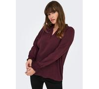 Shirtbluse ONLY CARMAKOMA "CARMETTA LIFE V-NECK TOP WVN NOOS", Damen, Gr. 44, lila (tawny port), Web, Obermaterial: 100% Polyester, unifarben, regular fit normal, V-Ausschnitt, Bündchen, Blusen, Kunst
