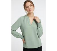 Shirtbluse ONLY CARMAKOMA "CARMETTA LIFE V-NECK TOP WVN NOOS", Damen, Gr. 46, grün (jadeite), Web, Obermaterial: 100% Polyester, unifarben, regular fit normal, V-Ausschnitt, Bündchen, Blusen, Kunstfas