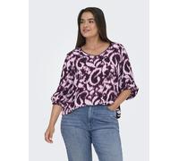 Shirtbluse ONLY CARMAKOMA "CARTYLA LIFE 3/4 BLOUSE AOP", Damen, Gr. 44, mauve wine aop:leo graphic aop, Web, Obermaterial: 100% Viskose, bedruckt, normal normal, V-Ausschnitt, elastischer Bund, Blusen