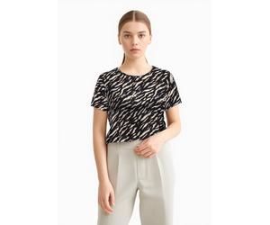 Shirtbluse ONLY CARMAKOMA "CARVICA SS TOP WVN NOOS", Damen, Gr. 44, brush aop:noos dirifting zebra, Web, Obermaterial: 97% Polyester, 3% Elasthan, bedruckt, regular fit normal, Rundhals, Blusen, Mater