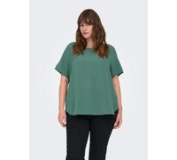 Shirtbluse ONLY CARMAKOMA "CARVICA SS TOP WVN NOOS", Damen, Gr. 46, balsam grün, Web, Obermaterial: 97% Polyester, 3% Elasthan, unifarben, regular fit normal, Rundhals, Blusen (51190029-46) balsam grü